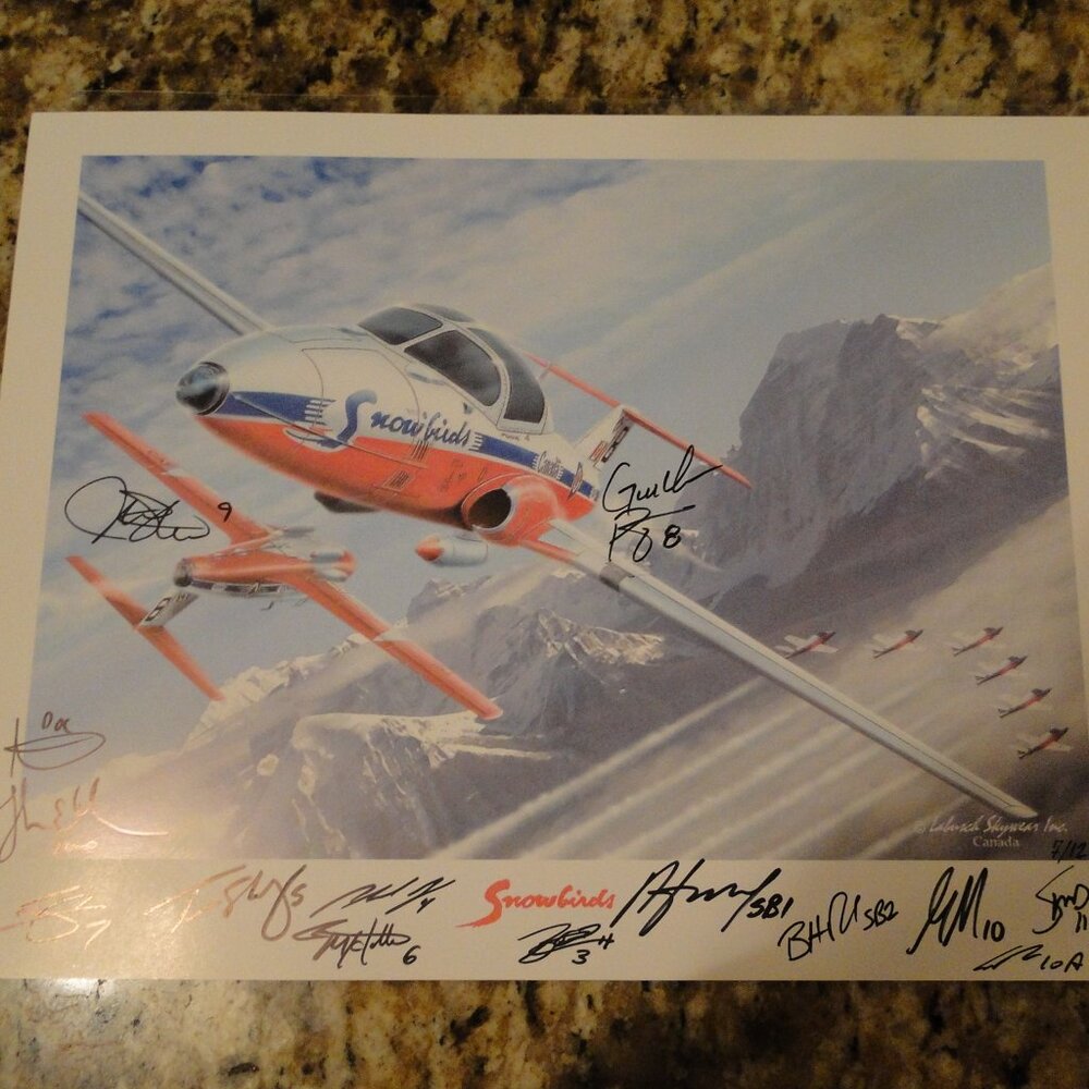 SNOWBIRDS TEAM PILOTS MEMORABILIA UNFRAMED XX/12 SOUVENIR
